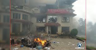 Protest image 5 — Burning Central office of Nepal communist party (Maoist)