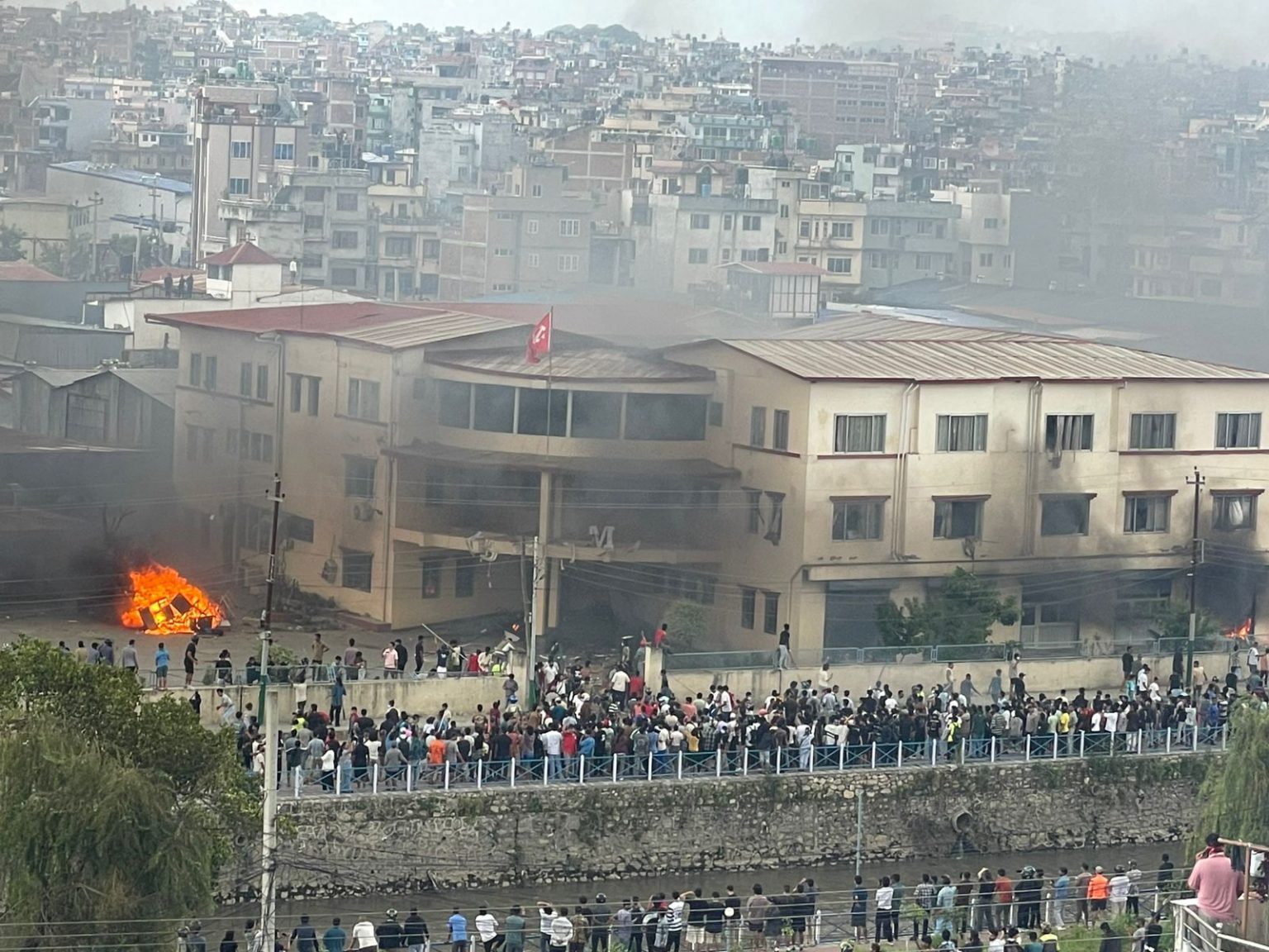 Protest image 6 —Burning Central office of Nepal communist party (UML)
